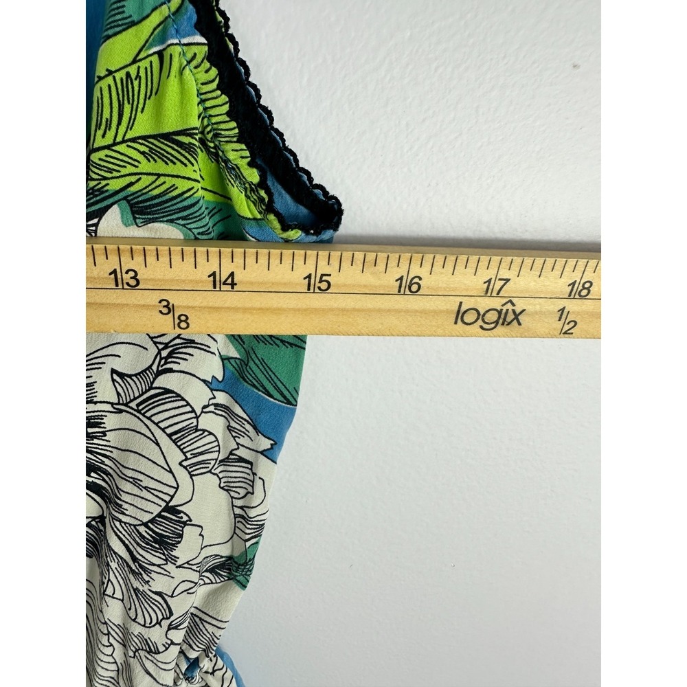Moulinette Soeurs Silk Dress Womens 4 Blue Floral Tropical Sleeveless Pockets - Picture 4 of 8